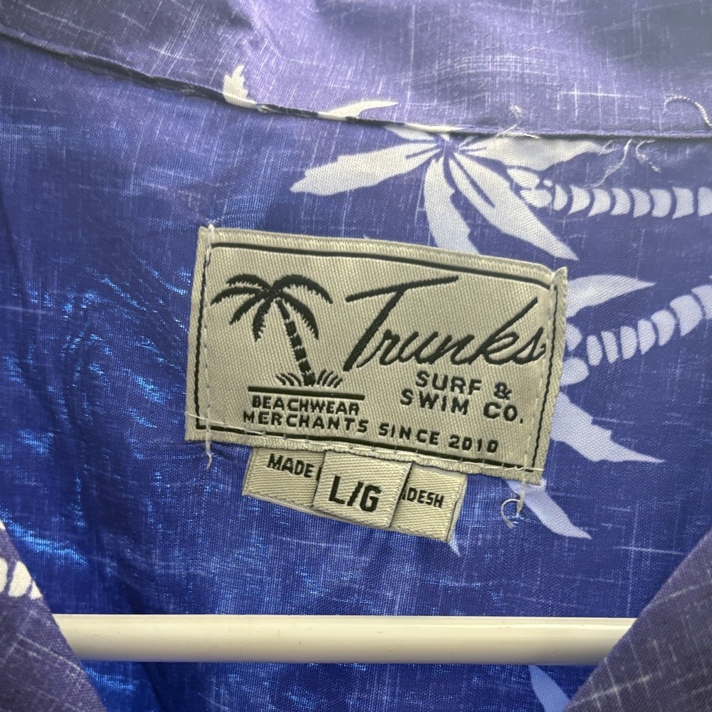 Trunks Blue Palm Print Casual Shirt - Picture 2 of 3